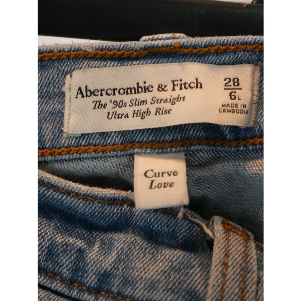 Abercrombie 28W Long Length 90s Slim Straight Ultra High Rise Jeans - Picture 2 of 4